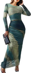 “Aura” Tie-Dye Mesh Maxi Dress