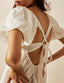 Mirelia | Babydoll Puff Sleeve Tie-Back Dress