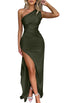 Zerava | One-Shoulder High Split Maxi Dress