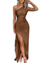Zerava | One-Shoulder High Split Maxi Dress