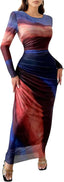 “Aura” Tie-Dye Mesh Maxi Dress