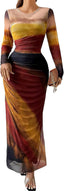 “Aura” Tie-Dye Mesh Maxi Dress