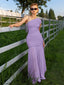 "Zyora" One-Shoulder Pleated Maxi Dress