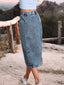 👖 The Drew | Front-Slit Denim Midi Skirt