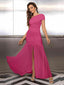 "Zyora" One-Shoulder Pleated Maxi Dress