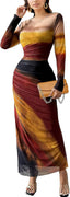 “Aura” Tie-Dye Mesh Maxi Dress