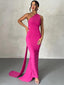 "Carmen" One-Shoulder Draped Gown