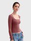 "Gigi" Square-Neck Sculpt Tee