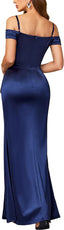 "Anastasia" Satin Off-Shoulder Gown