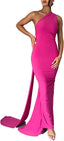 "Carmen" One-Shoulder Draped Gown