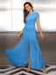 "Zyora" One-Shoulder Pleated Maxi Dress