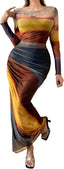 “Aura” Tie-Dye Mesh Maxi Dress