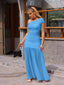 "Zyora" One-Shoulder Pleated Maxi Dress
