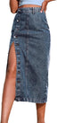 👖 The Drew | Front-Slit Denim Midi Skirt