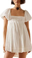 Mirelia | Babydoll Puff Sleeve Tie-Back Dress