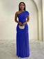"Zyora" One-Shoulder Pleated Maxi Dress