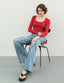 "Gigi" Square-Neck Sculpt Tee