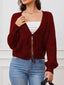 "Sarah" Button-Front Cable Cardigan