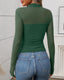 "Juno" Sheer Mesh Mock Neck Top