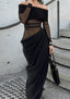 "Reva" Asymmetric Cutout Maxi Dress