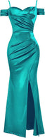 "Anastasia" Satin Off-Shoulder Gown