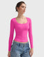 "Gigi" Square-Neck Sculpt Tee