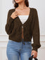 "Sarah" Button-Front Cable Cardigan