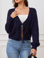"Sarah" Button-Front Cable Cardigan