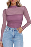 "Juno" Sheer Mesh Mock Neck Top