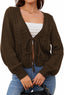"Sarah" Button-Front Cable Cardigan