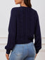"Sarah" Button-Front Cable Cardigan