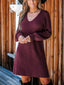 Novessi | Honeycomb Knit V-Neck Sweater Dress