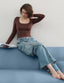 "Gigi" Square-Neck Sculpt Tee