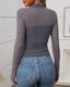 "Juno" Sheer Mesh Mock Neck Top