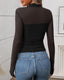 "Juno" Sheer Mesh Mock Neck Top
