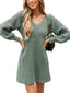 Novessi | Honeycomb Knit V-Neck Sweater Dress