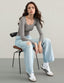 "Gigi" Square-Neck Sculpt Tee