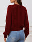 "Sarah" Button-Front Cable Cardigan