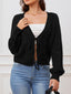 "Sarah" Button-Front Cable Cardigan
