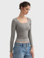 "Gigi" Square-Neck Sculpt Tee