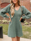 Novessi | Honeycomb Knit V-Neck Sweater Dress