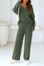 Mila | Chunky Knit V-Neck Sweater & High-Waist Wide-Leg Pant Set