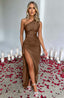 Zerava | One-Shoulder High Split Maxi Dress