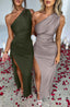 Zerava | One-Shoulder High Split Maxi Dress