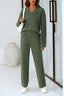 Mila | Chunky Knit V-Neck Sweater & High-Waist Wide-Leg Pant Set