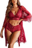 "Celeste" 3-Piece Lace Lingerie Robe Set