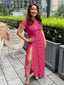 "Velise" Ruched High-Slit Maxi Dress