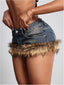 🐾 Bambi | Faux Fur Trim Denim Micro Shorts