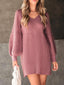 Novessi | Honeycomb Knit V-Neck Sweater Dress