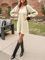 Novessi | Honeycomb Knit V-Neck Sweater Dress